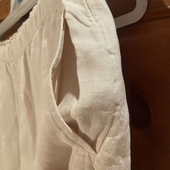 J. Crew Stratus Pant Linen Pull On Wide Leg Relaxed Natural Beige Size M Beachy - Picture 8 of 12